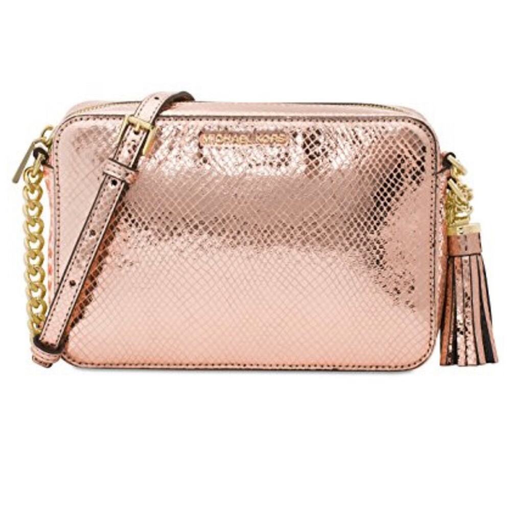 New Michael Kors Ginny Medium Camera Bag Soft Pink purse leather $198